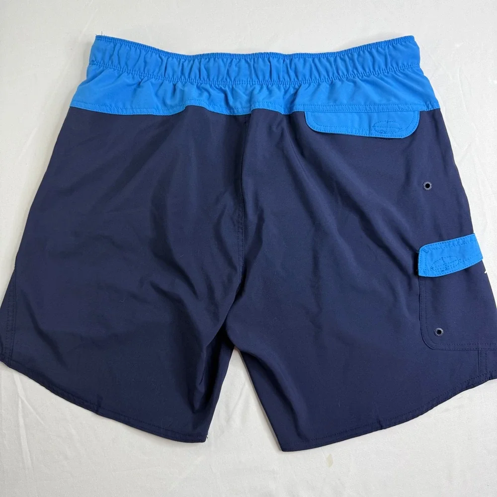 Speedo Mens XL Blue Colorblock Swim Trunks Cargo Pocket Mesh Liner Board Shorts